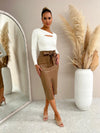 Marlo Midi Belt Skirt - Mocha