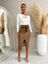 Marlo Midi Belt Skirt - Mocha