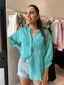 JEMMA LINEN BLOUSE - TURQUOISE