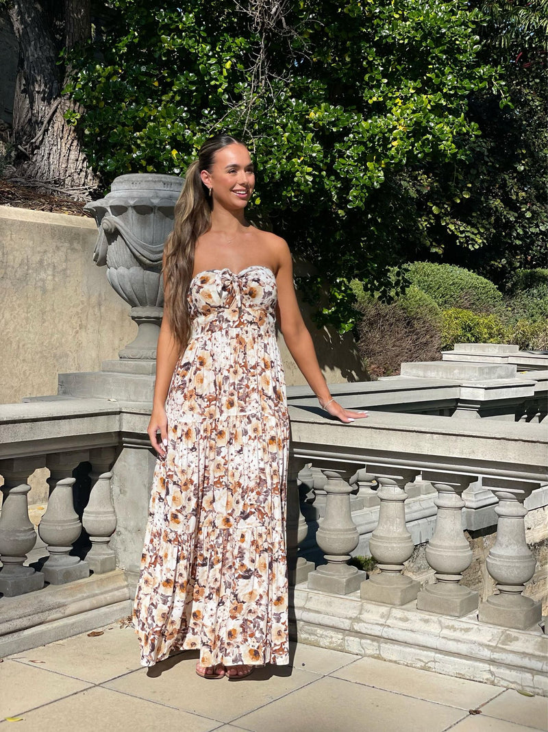 Zara Strapless Dress - White Floral