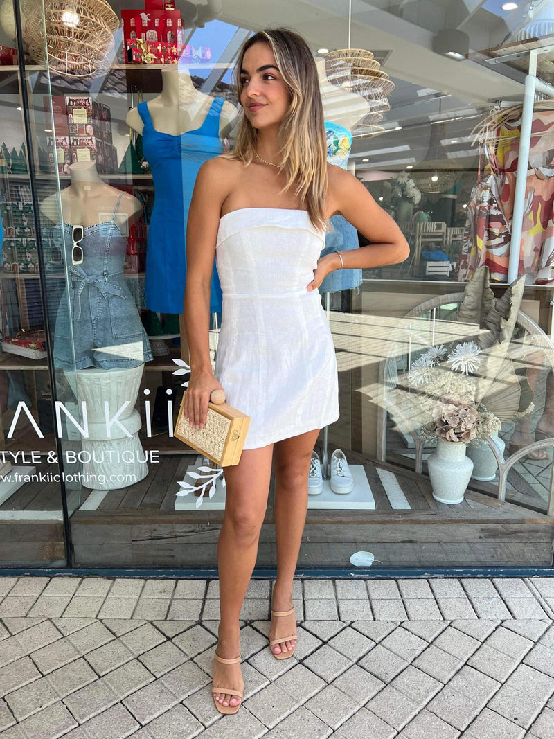 Lyra Linen Dress - White