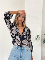 Queenie Blouse - Black Paisley