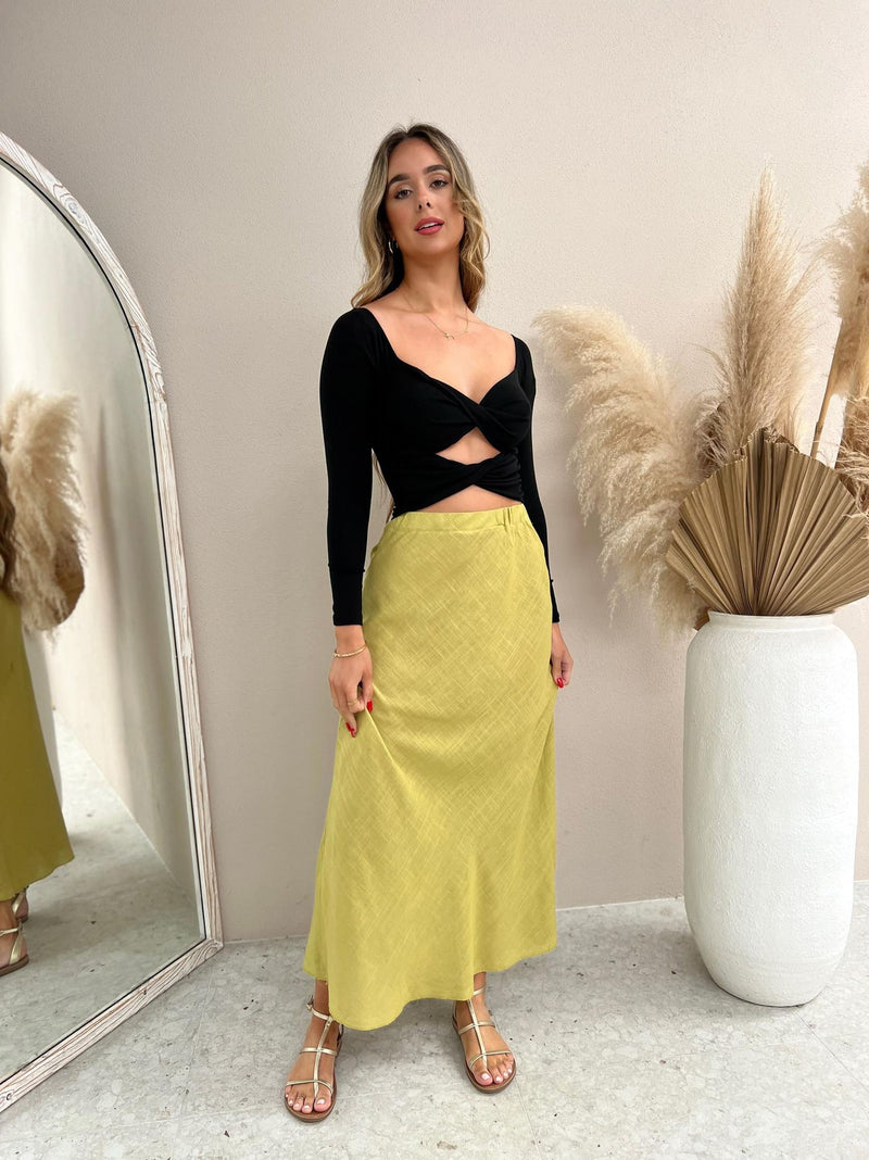 Layla Midi Skirt - Lime