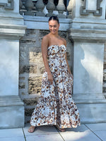 Zara Strapless Dress - White Floral