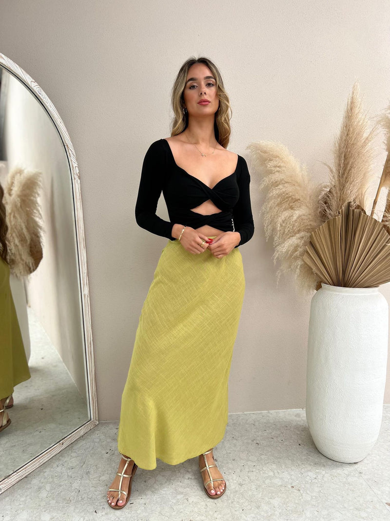 Layla Midi Skirt - Lime