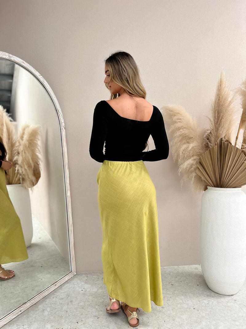 Layla Midi Skirt - Lime