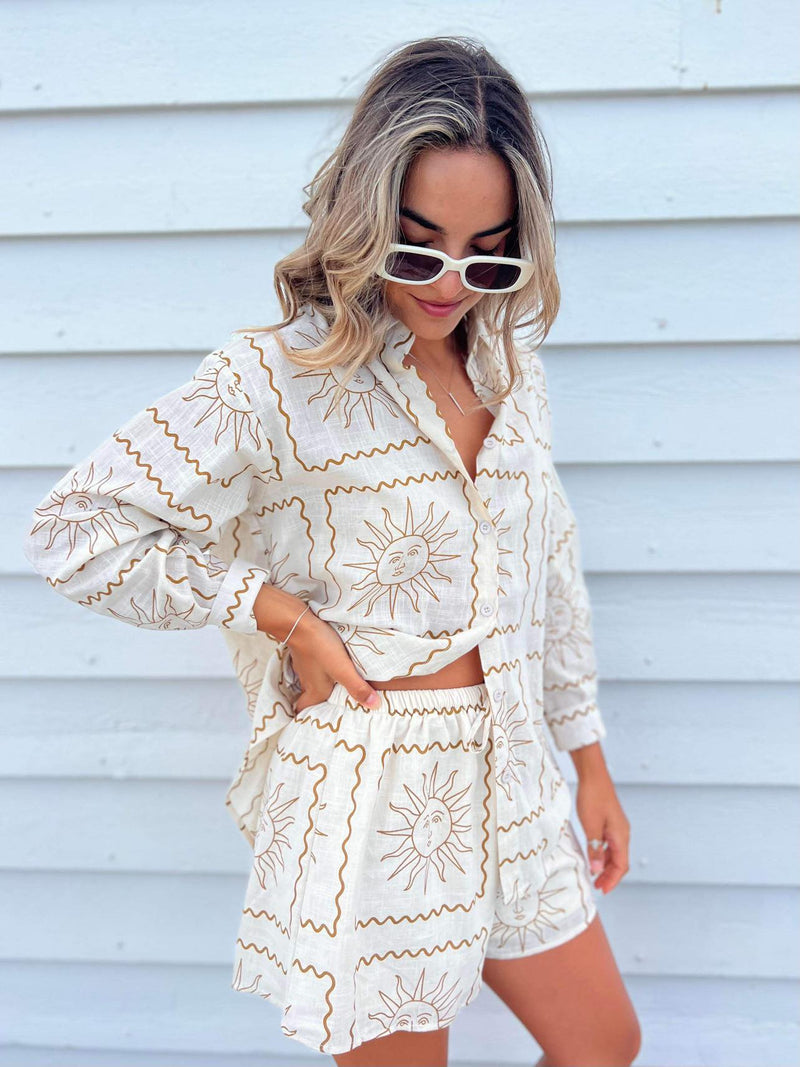 Sun Border Short Set - Natural