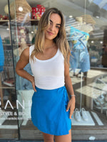 The Sibyl Linen Wrap Skirt - Azure