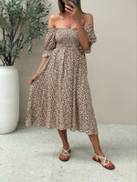 Mango Midi Dress - Tan Floral