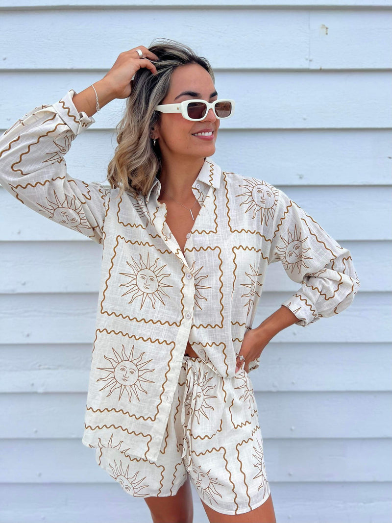 Sun Border Short Set - Natural