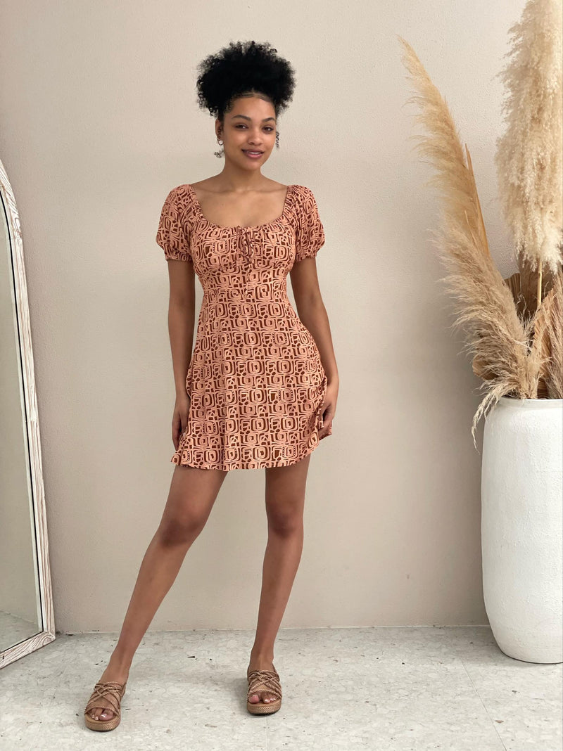 Shanta Dress- Orange Geo