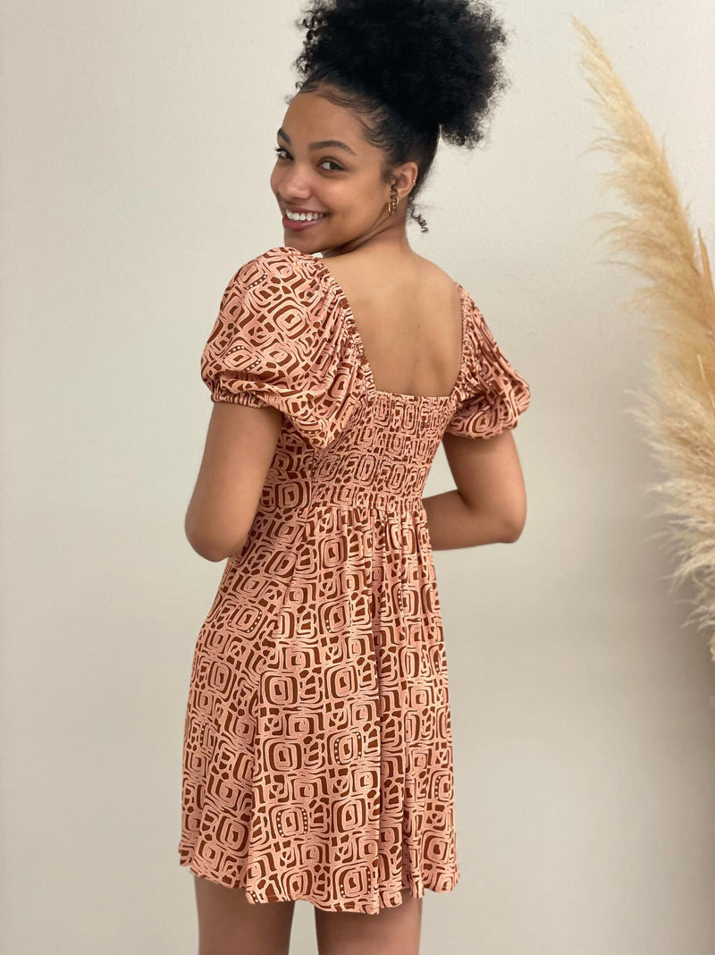 Shanta Dress- Orange Geo
