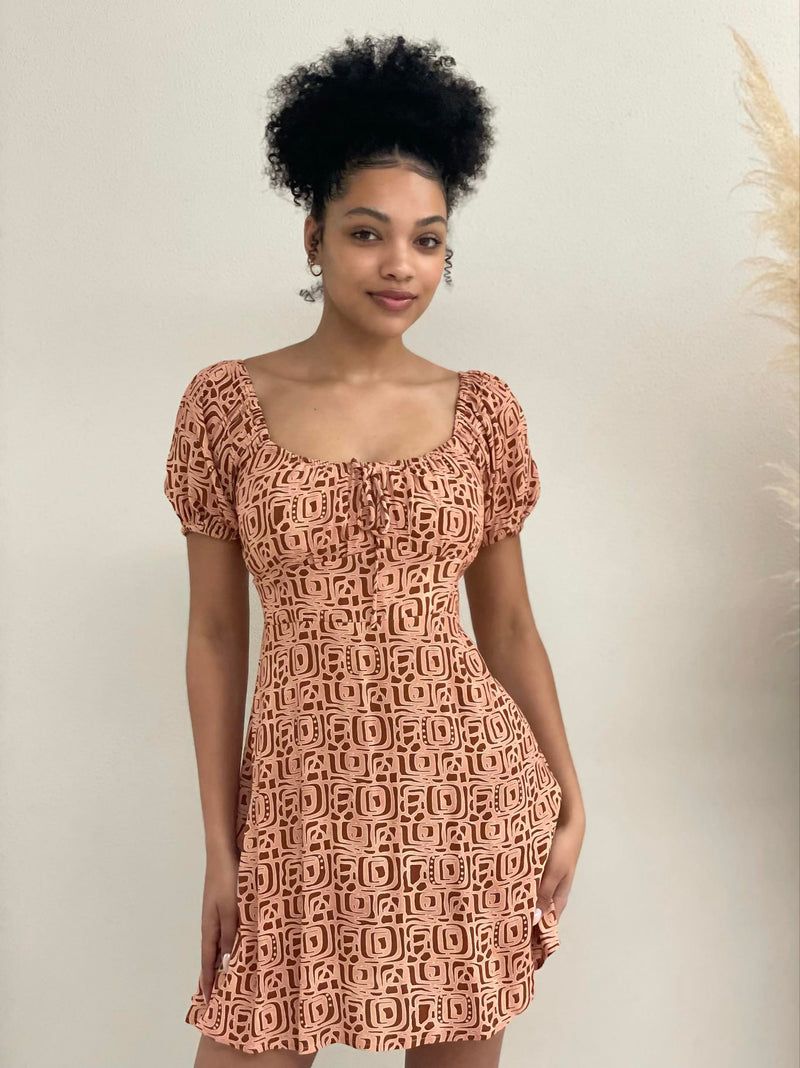 Shanta Dress- Orange Geo