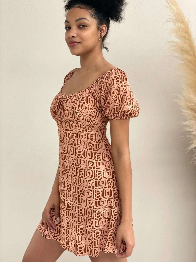 Shanta Dress- Orange Geo