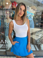 The Sibyl Linen Wrap Skirt - Azure
