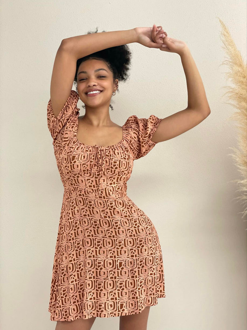 Shanta Dress- Orange Geo