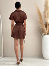 Satin Geo Mini Dress- Black & Brown
