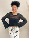 Crochet LS Top - Black