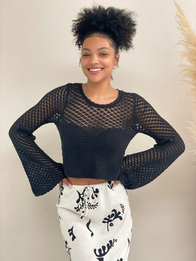 Crochet LS Top - Black