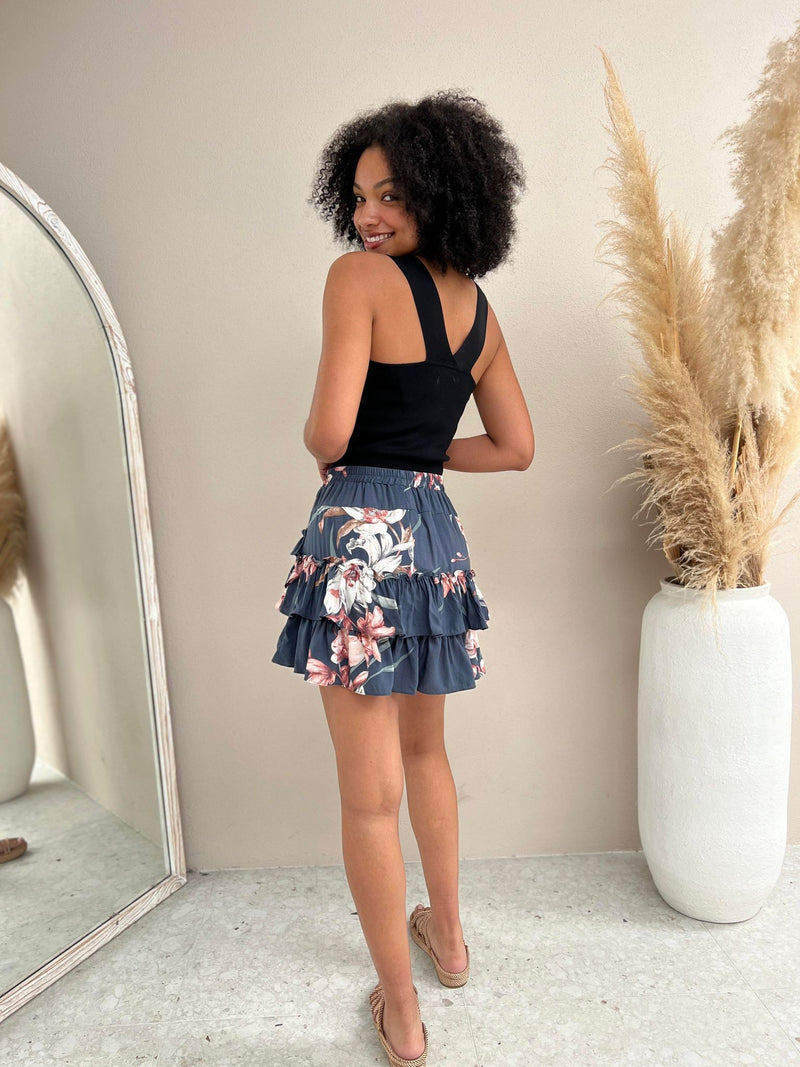 Bobby Skirt - Navy Floral