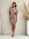 Satin Geo Mini Dress- Brown & white