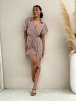 Satin Geo Mini Dress- Brown & white