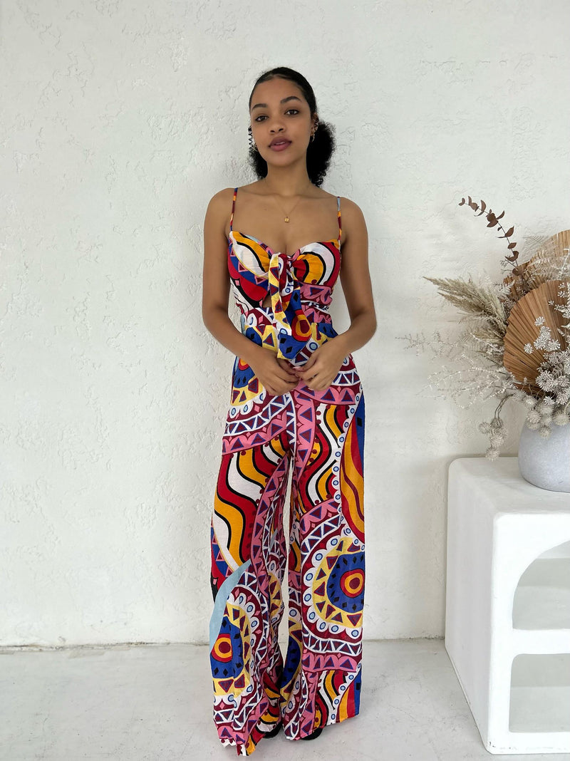 Jacqui Jumpsuit - Red / Blue