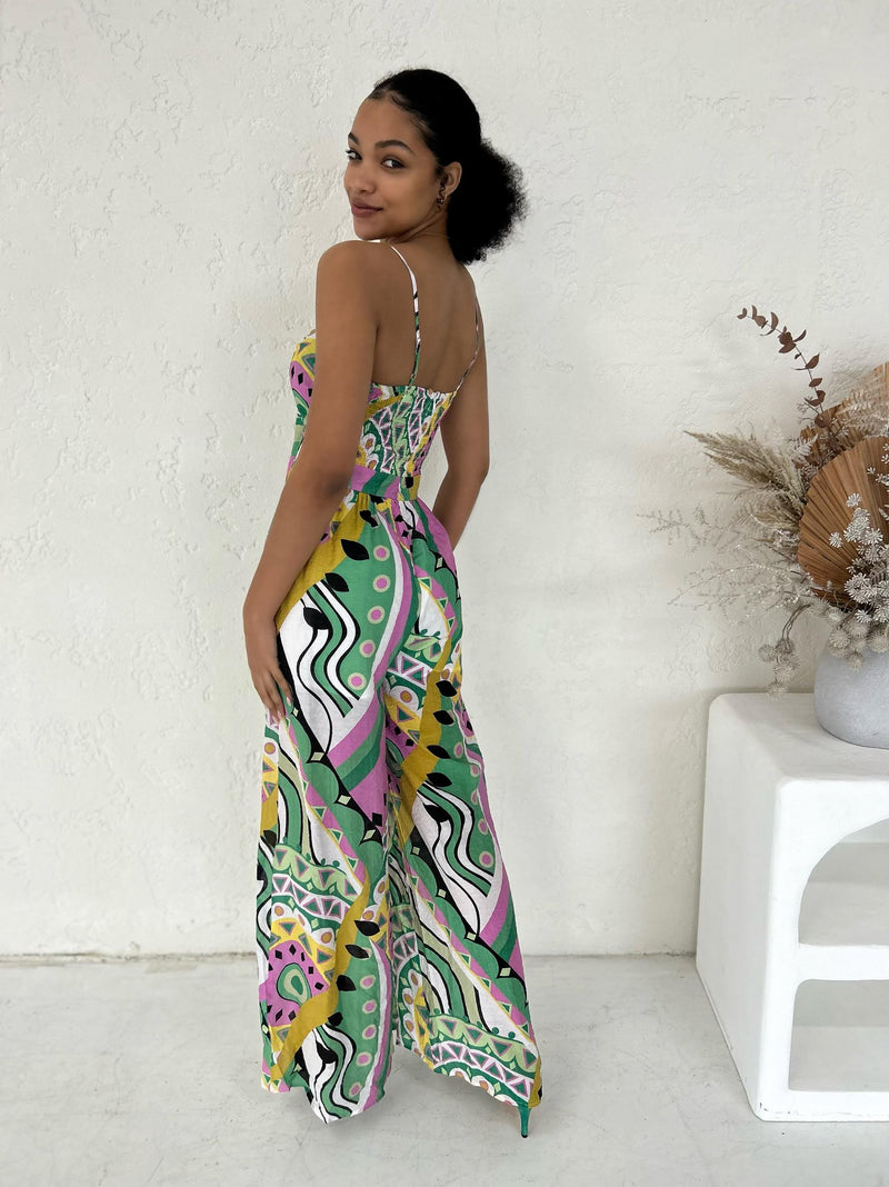 Jacqui Jumpsuit - Pink / Green