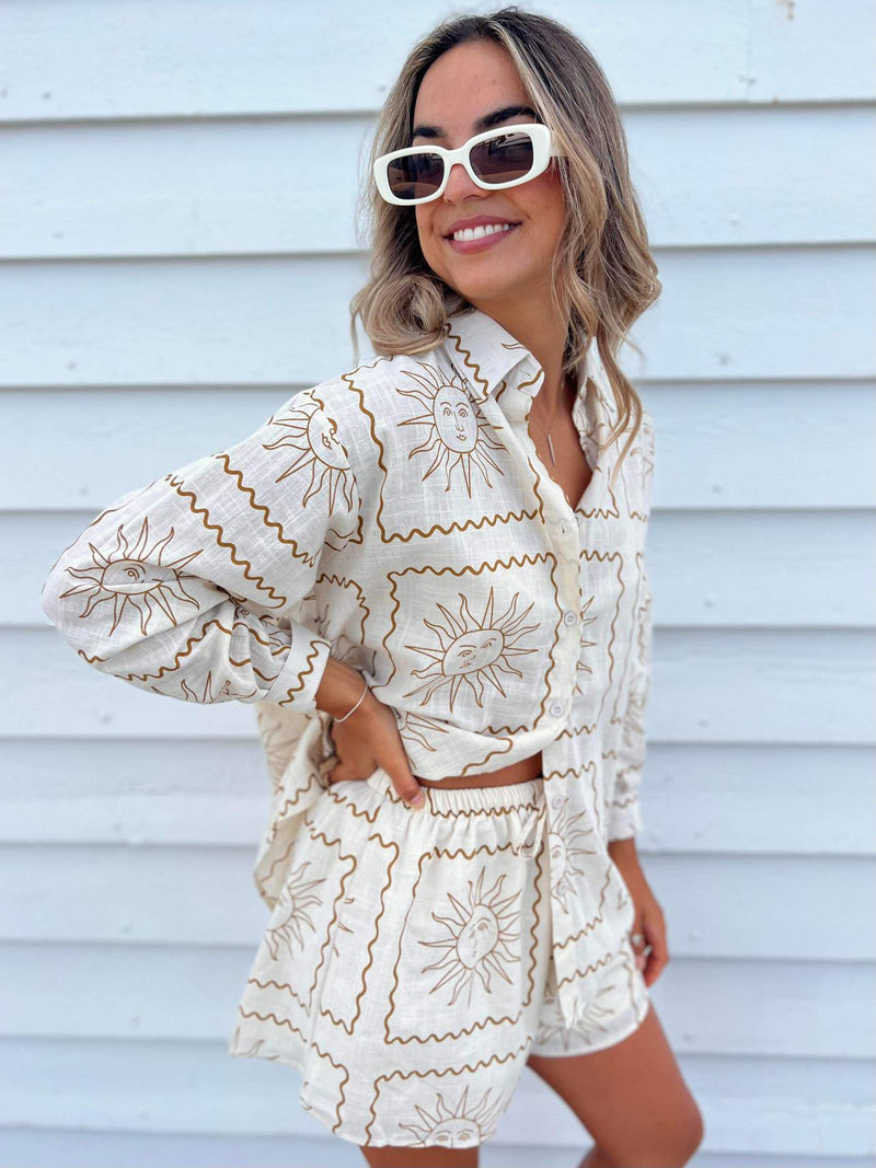 Sun Border Short Set - Natural