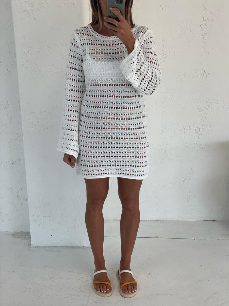 Tropic Heat Crochet Dress - White PRE ORDER