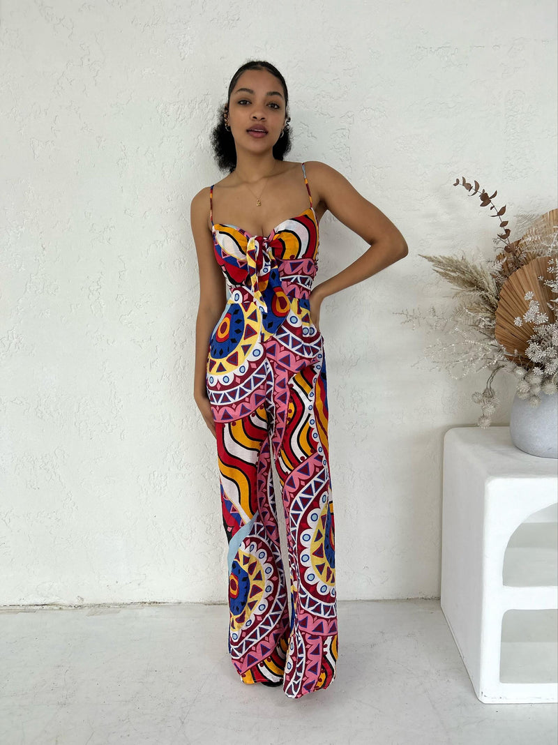 Jacqui Jumpsuit - Red / Blue