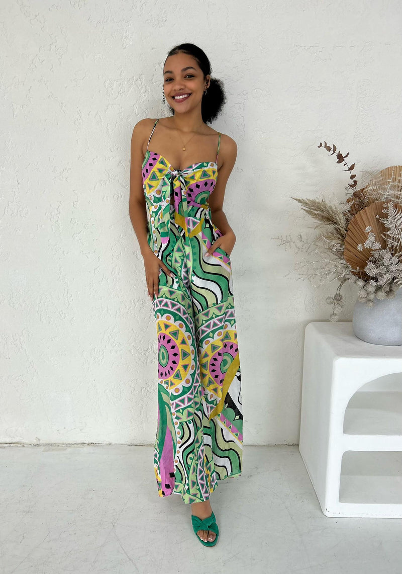 Jacqui Jumpsuit - Pink / Green