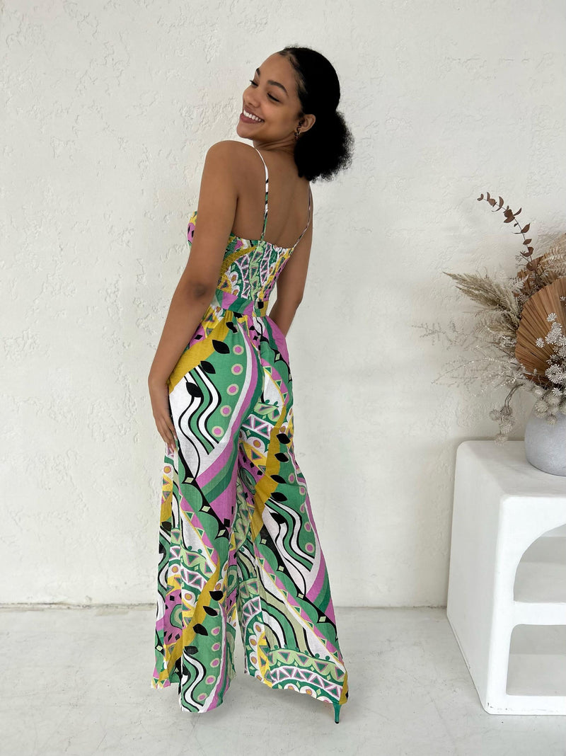 Jacqui Jumpsuit - Pink / Green
