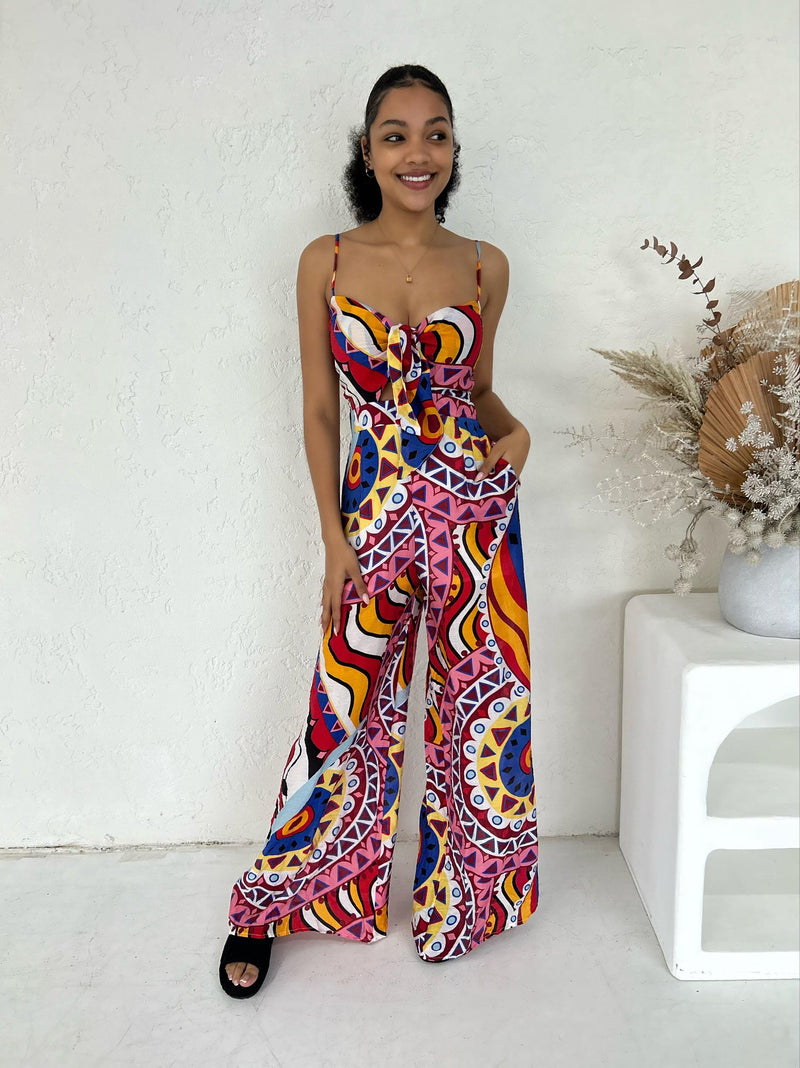 Jacqui Jumpsuit - Red / Blue