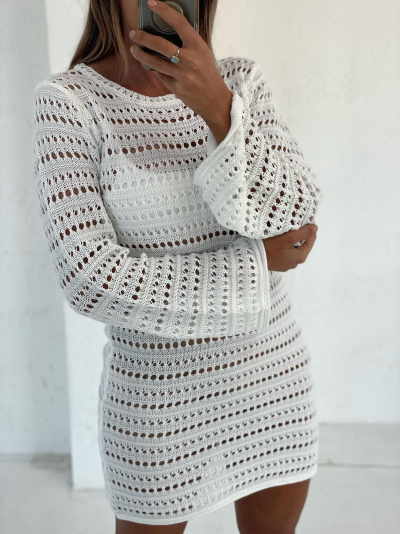 Tropic Heat Crochet Dress - White PRE ORDER