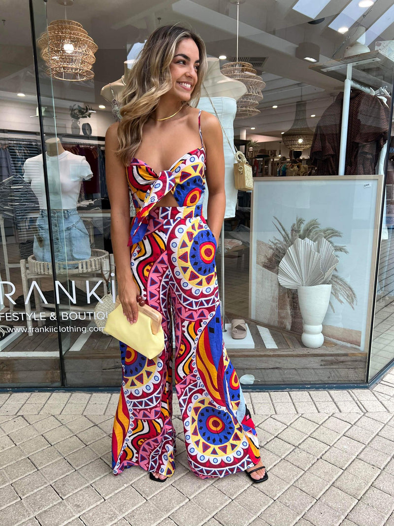 Jacqui Jumpsuit - Red / Blue