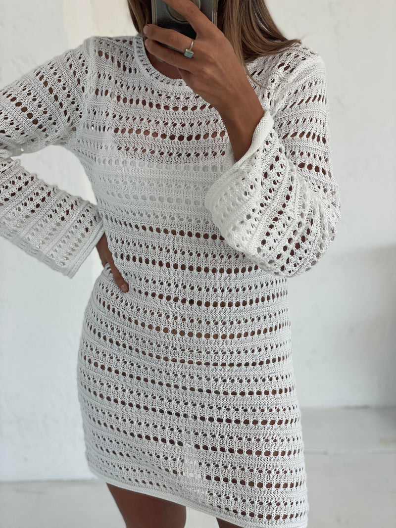 Tropic Heat Crochet Dress - White PRE ORDER