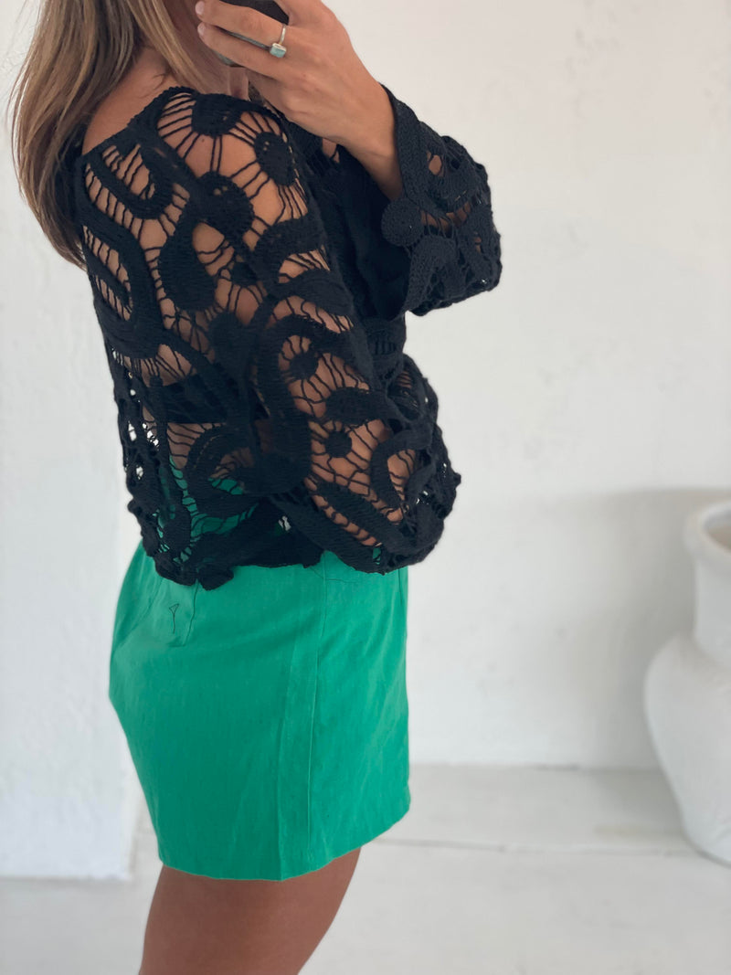 Percy Crochet Top Black