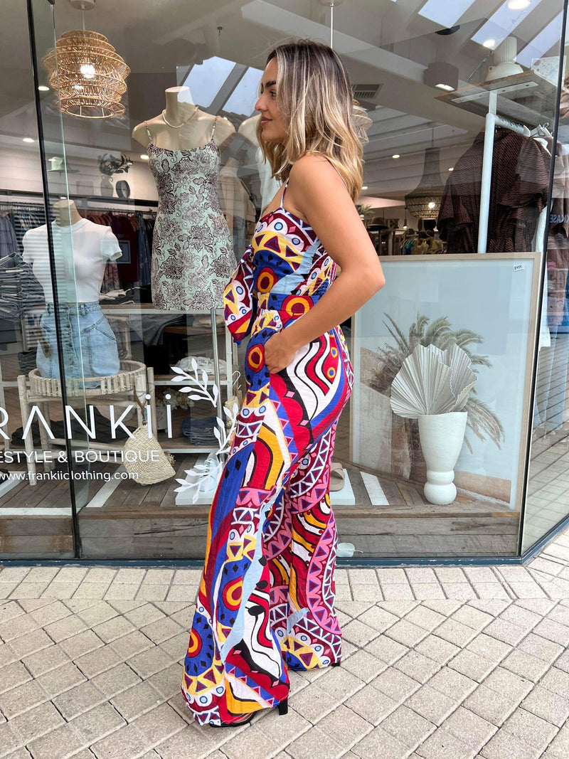 Jacqui Jumpsuit - Red / Blue