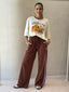 GIGI WIDE LEG TERRY TRACKPANT - BURNT TOFFEE