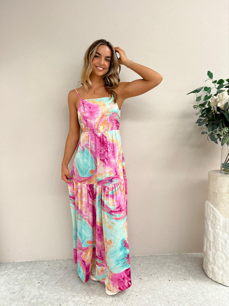 Knoa Maxi Dress - Pink Marble