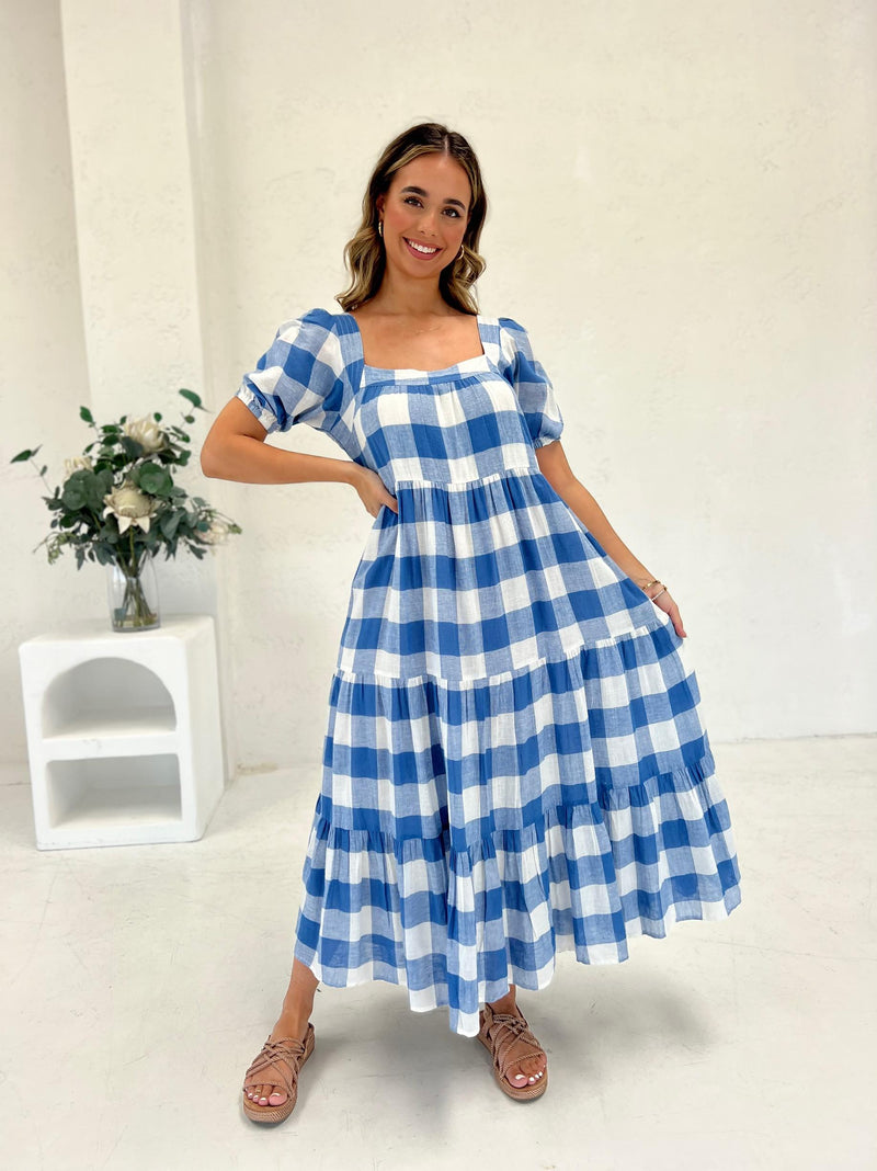Sunseeker Dress - Yacht Blue Check