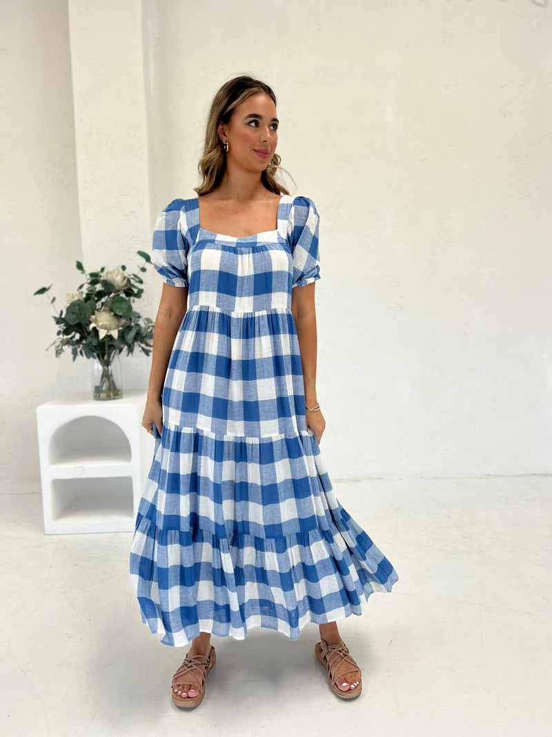 Sunseeker Dress - Yacht Blue Check