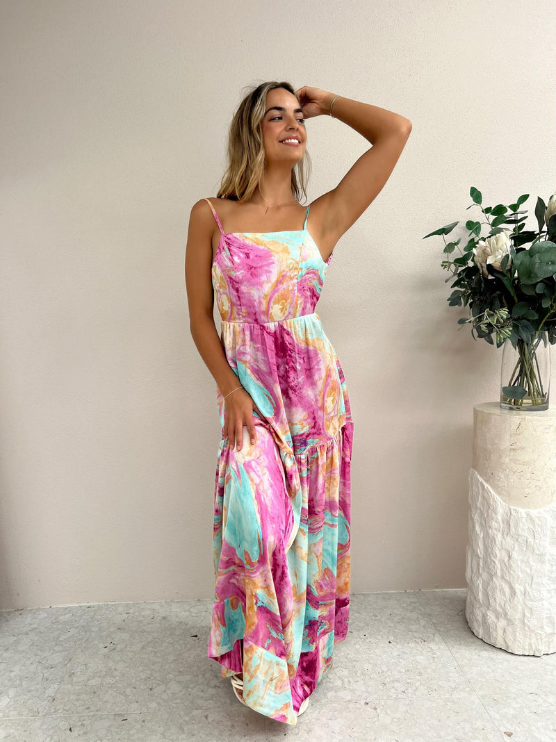 Knoa Maxi Dress - Pink Marble