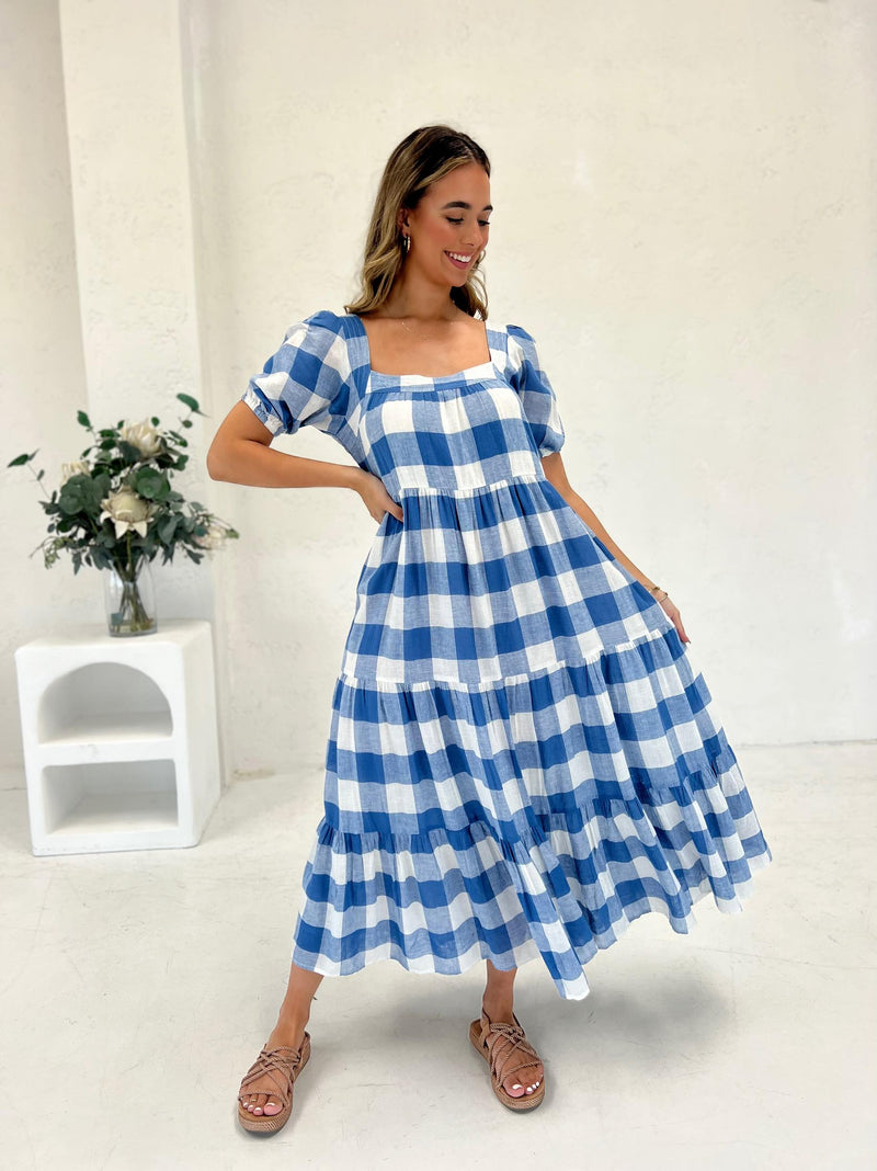 Sunseeker Dress - Yacht Blue Check
