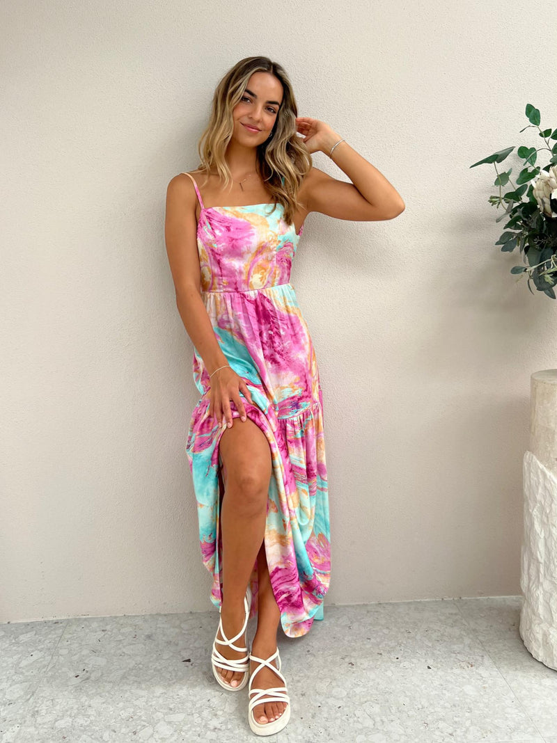 Knoa Maxi Dress - Pink Marble