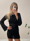 Tropic Nights Crochet Dress -  Black