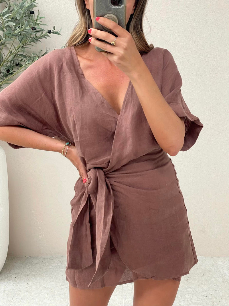 Vortex Linen Dress - CHOC