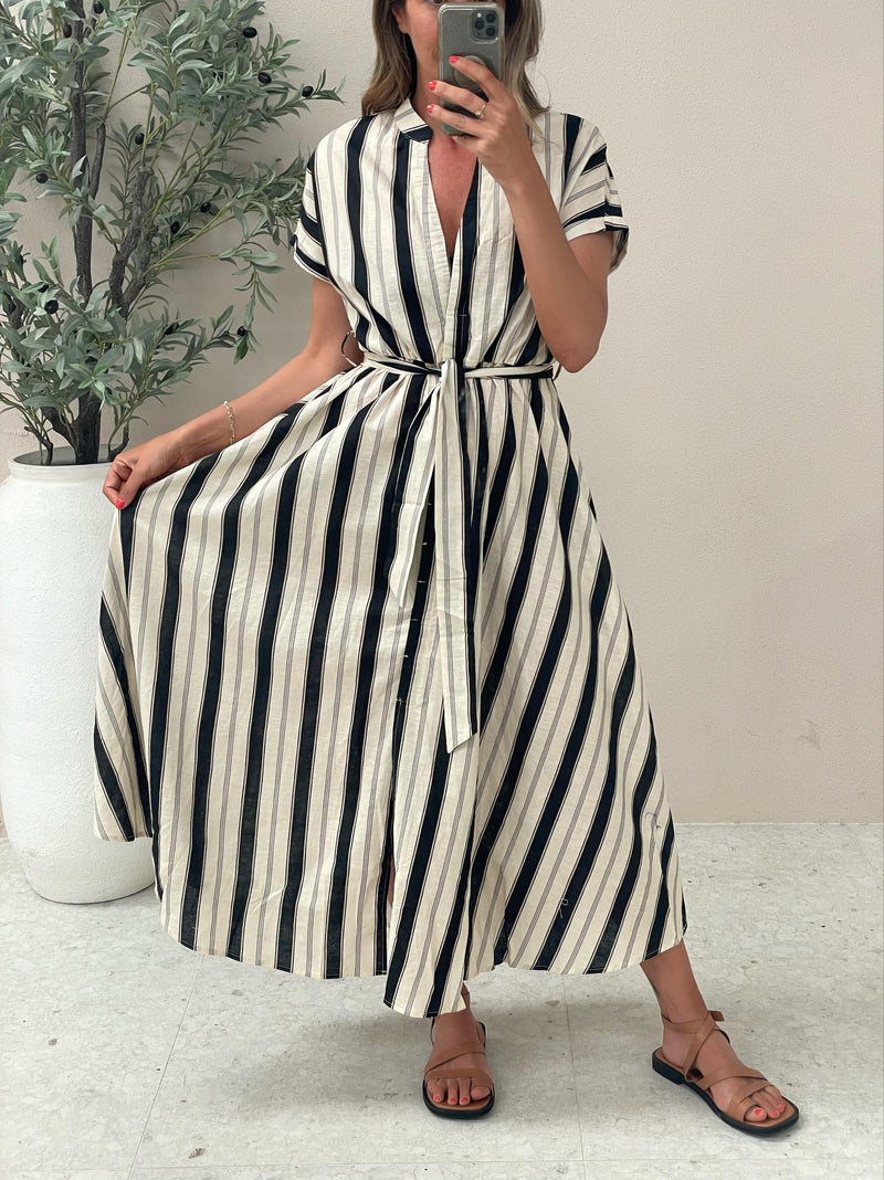 Raye Striped Linen Midi