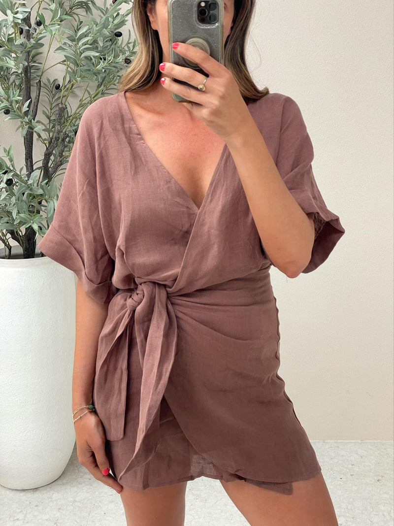 Vortex Linen Dress - CHOC